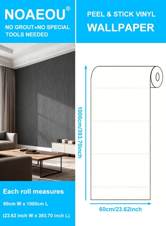 NOAEOU Wallpaper Cloth patterned wall paper Self Adhesive Peel and Stick Wallpaper Contact Paper Removable Waterproof Room Wallpapers Wrap Cabinet Furniture Textured Renter (Dark gray) - Image 2